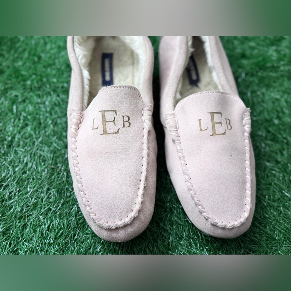 Land’s End Women’s Pink‎ Suede Loafers with Monogram Size 10 - Picture 5 of 6